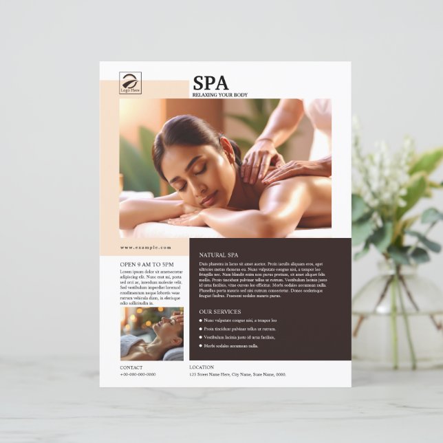 Spa and Beauty Care Service Flyer Template (Anverso de pie)