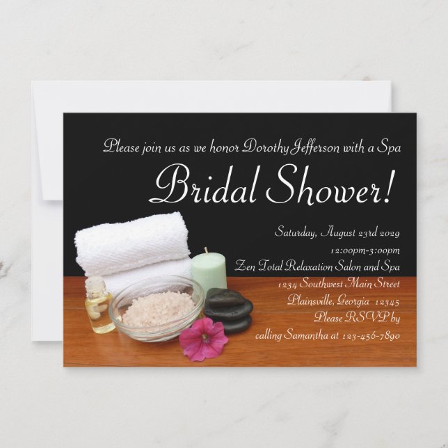 Spa Bridal Shower, Salon Scenations Invitaciones (Anverso)