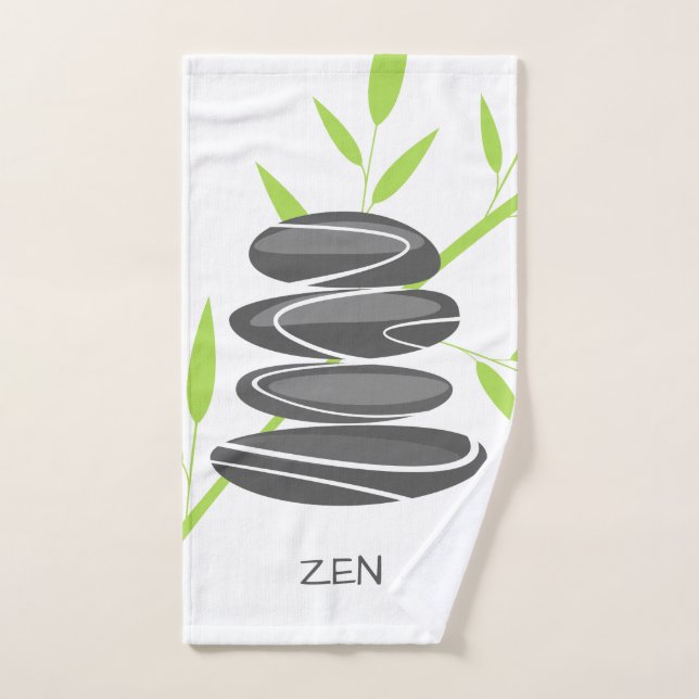 Spa hand towel with stacked pebble stones design (Toalla de mano)
