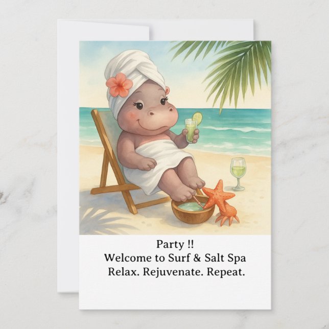 Spa junto a la playa con invitación de Hippo (Anverso)