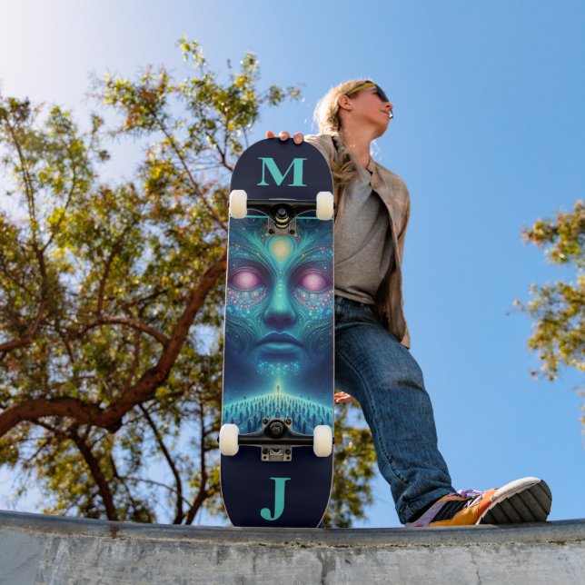 Space Alien Personalized Skateboard (Exterior 1)