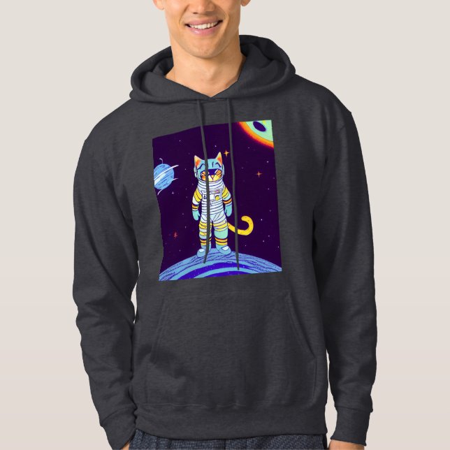 SPACE CAT MENS graciosa capucha de sudadera encapu (Anverso)