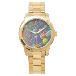 Space Race reloj de pulsera de oro sobredimensiona