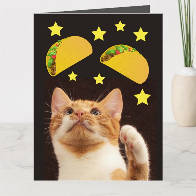SPACE TACO CAT tarjeta de felicitación de cumpleañ (Anverso)