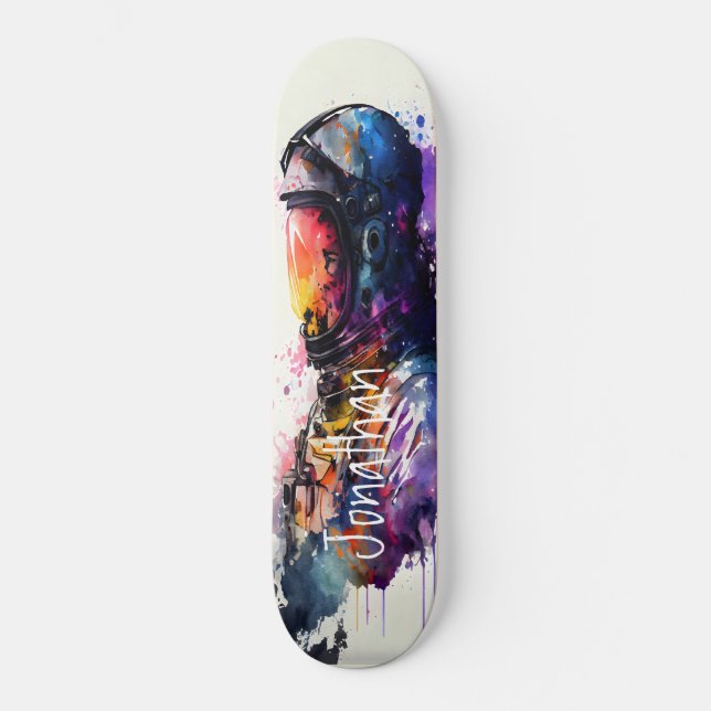 Spaceman acuarela de skateboard (Anverso)