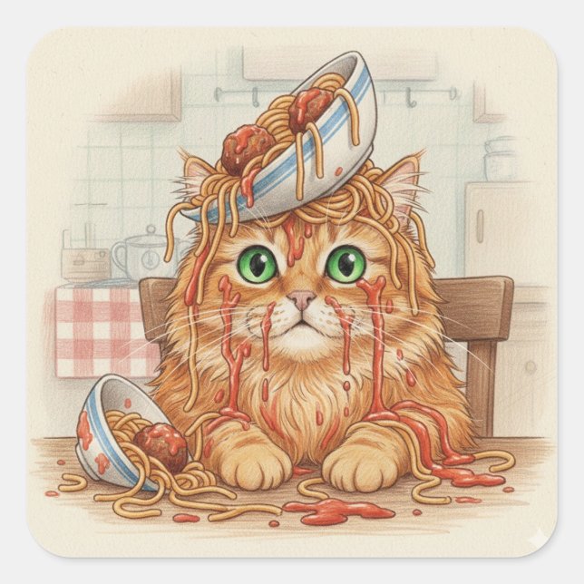 Spaghetti Kitty, Naranja, Pegatinas (Anverso)