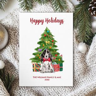 Spaniel Adorable Familia Navidad Perro