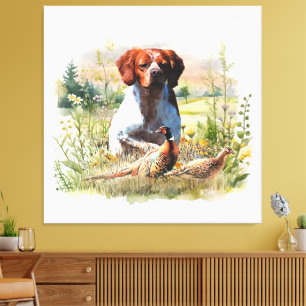Spaniel de Bretaña - Campo, enfoque, faisán, arte