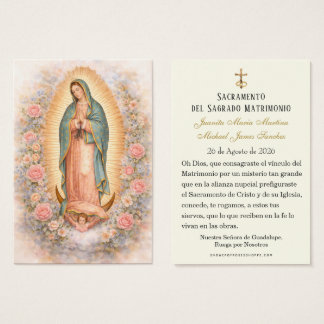 Spanish Catholic Guadalupe Wedding Holy Card
