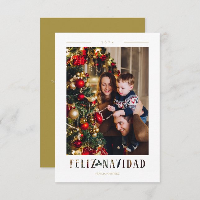 Spanish Feliz Navidad Modern Calligraphy Photo (Anverso / Reverso)
