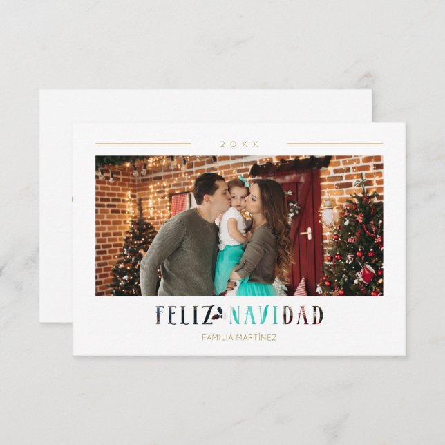 Spanish Feliz Navidad Modern Typography Photo (Anverso / Reverso)