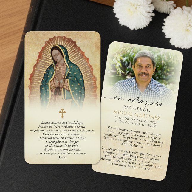 Spanish Guadalupe Prayer Memorial Photo Cards (Subido por el creador)