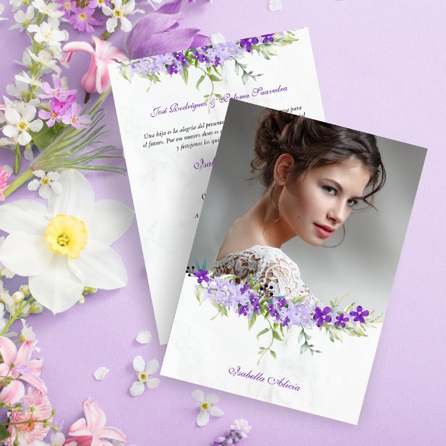Spanish Quinceañera Photo Floral Garland in Purple (Subido por el creador)