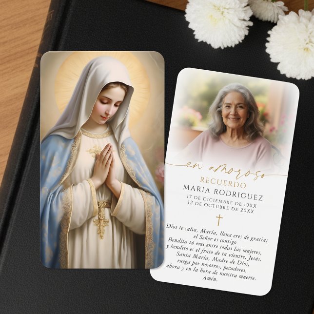 Spanish Virgin Mary Hail Mary Photo Prayer Cards (Subido por el creador)