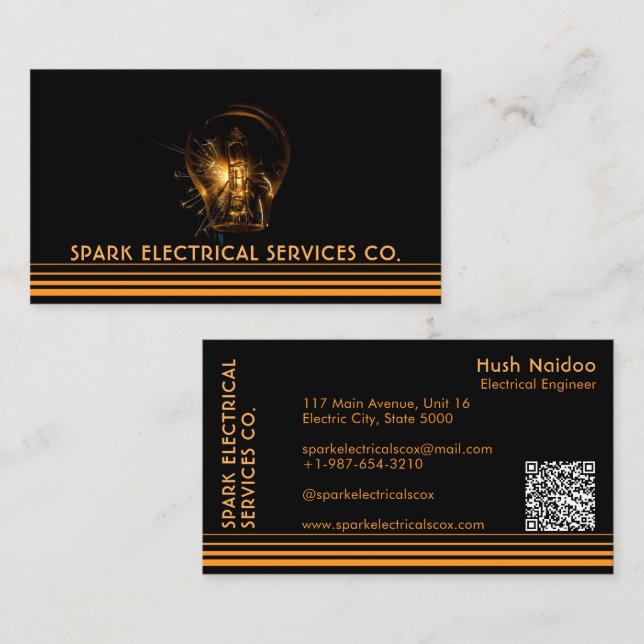 Spark Electrical, tarjeta de visita para bulbo (Anverso / Reverso)