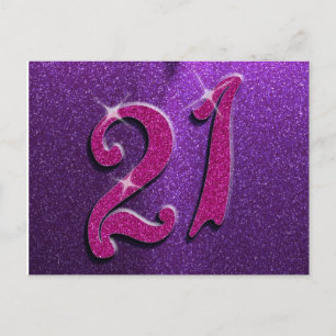 Sparkle 21ª postal de cumpleaños rosa y morado