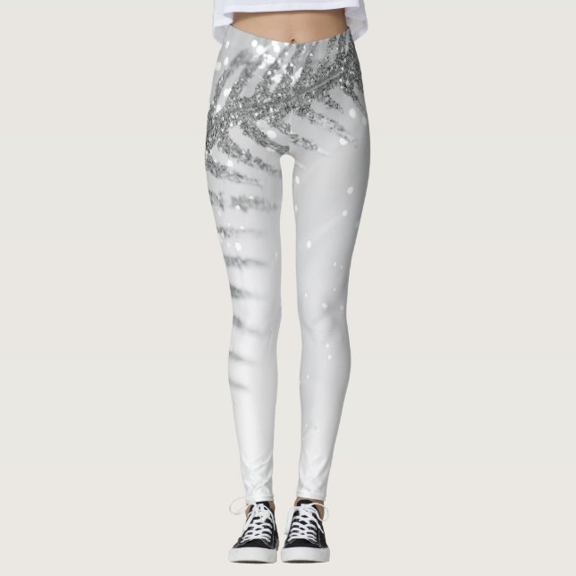 Sparkle Feather Winter Holiday Leggings (Anverso)