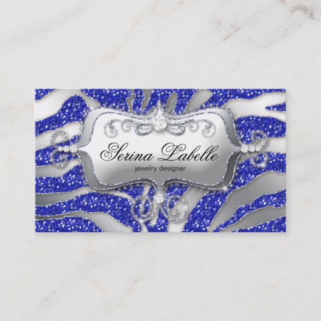 Sparkle Jewelry tarjeta de visita Zebra Silver Blu (Anverso)