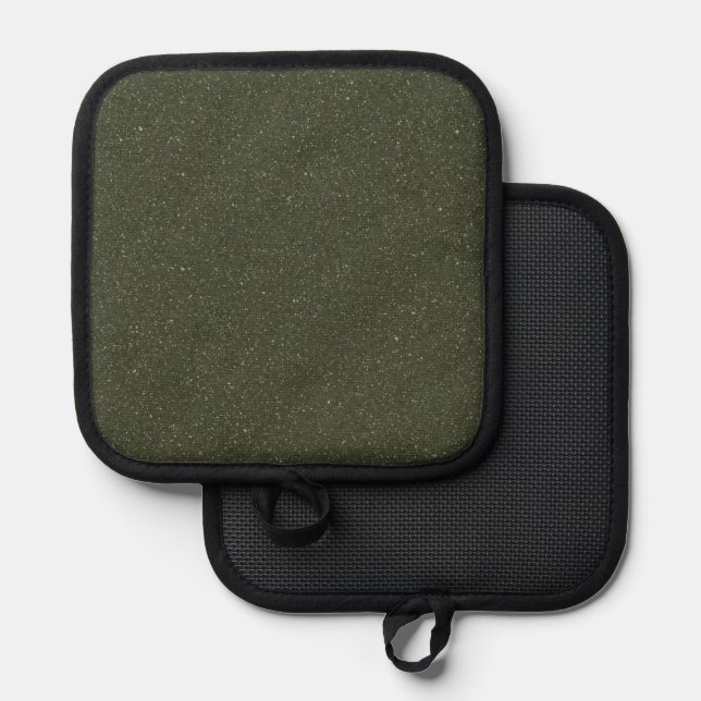 Sparkle Moss Green Pot Holder Pad - Personalizable (Anverso/Reverso)