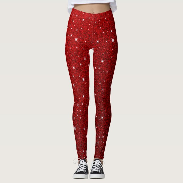 Sparkle Purpurina Navidades rojos Leggings (Anverso)