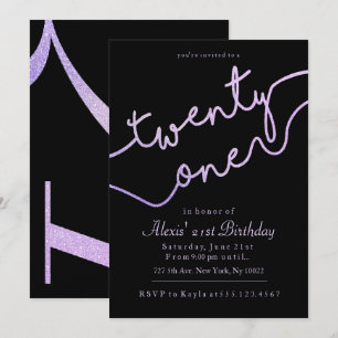 Sparkle, Purpurina púrpura invitaciones a cumpleañ