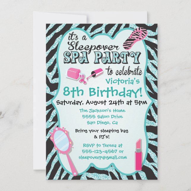 Sparkle Sleepover Spa Invitaciones a la fiesta de  (Anverso)