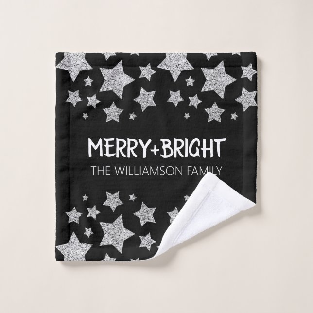 Sparkle Star Merry Navidades brillantes negro plat (Toallita)