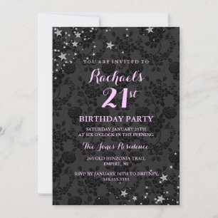 Sparkle Stars Invitación a cumpleaños número 21