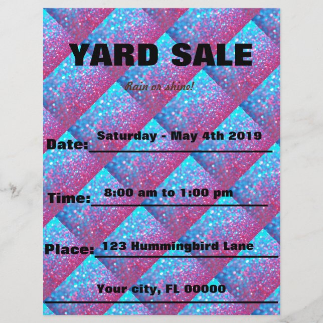 Sparkle Yard Sale / Personalizable de eventos Hoja (Anverso)