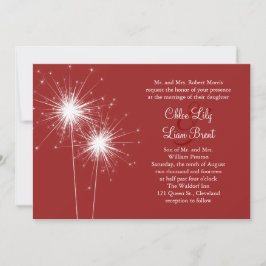 Sparkler en invitación a la boda roja