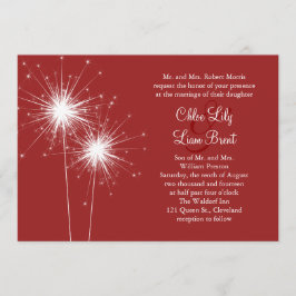 Sparkler en invitación a la boda roja