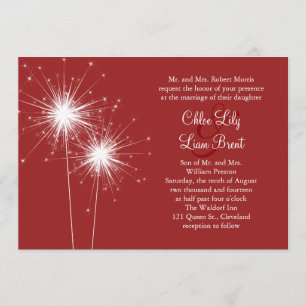 Sparkler en invitación a la boda roja