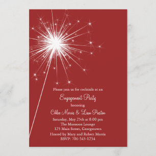 Sparkler en invitación de compromiso rojo
