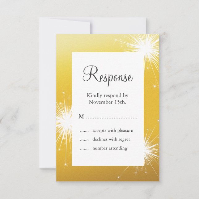 Sparkler Gold Wedding RSVP (Anverso)