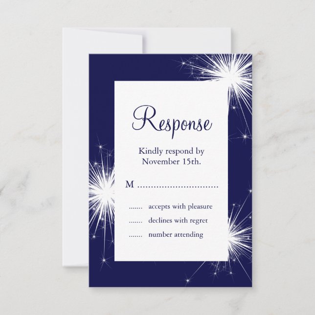 Sparkler Wedding RSVP (azul) (Anverso)