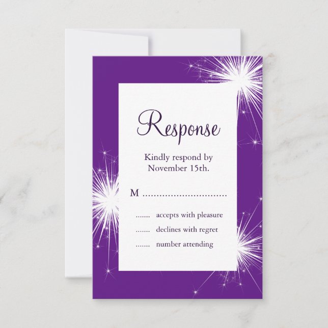 Sparkler Wedding RSVP (morado) (Anverso)