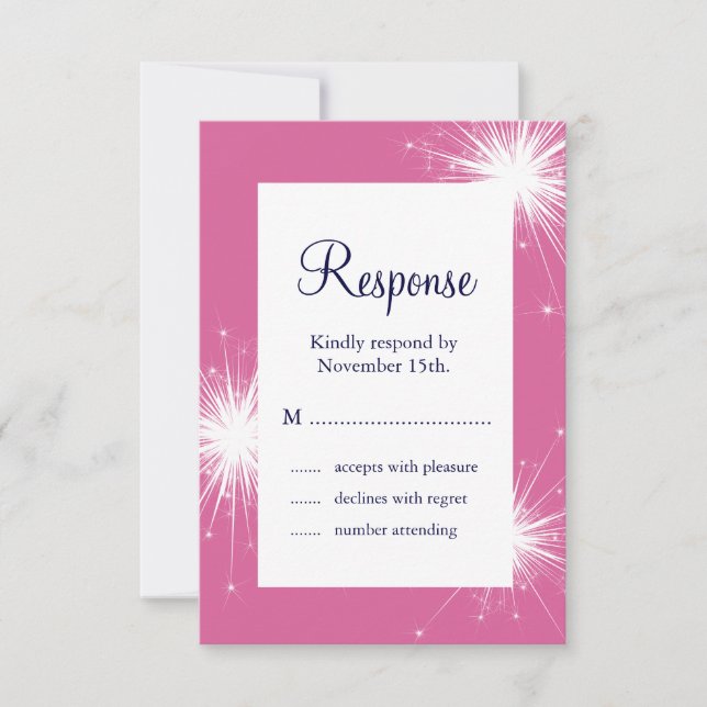 Sparkler Wedding RSVP (rosa) (Anverso)