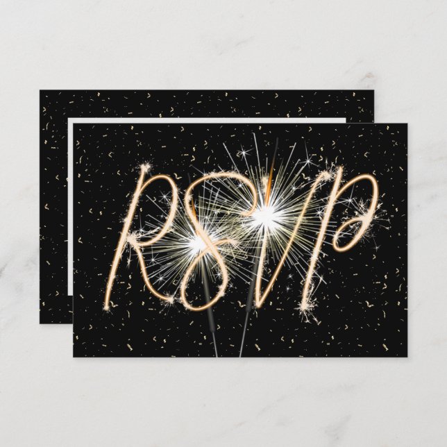Sparklers de RSVP sobre la invitación al aniversar (Anverso / Reverso)