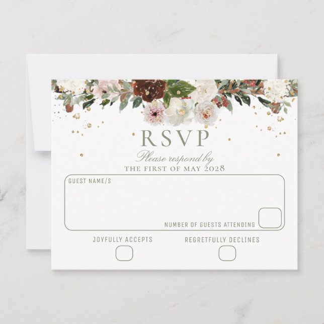 Sparkling Floral Chuppah Canopy Wedding RSVP (Anverso)