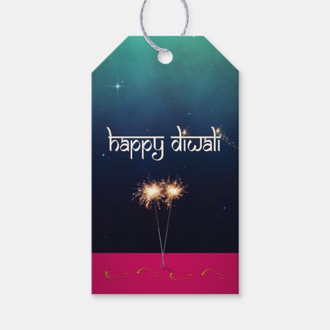 Sparkling Happy Diwali - Etiqueta de regalo (Anverso)