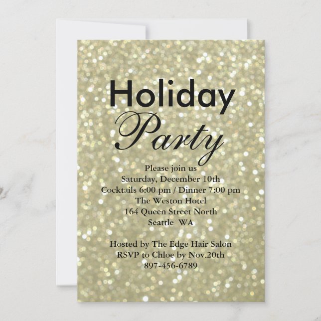 Sparkly Gold Holiday Invitación corporativa (Anverso)