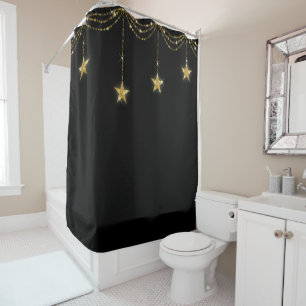 Sparkly Gold Star Shower Cortina