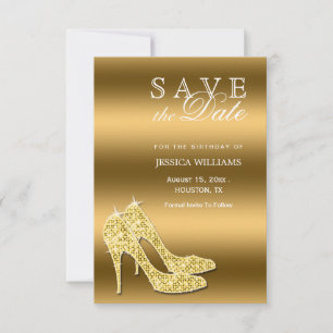 Sparkly Gold Stiletto Shoes Cumpleaños Guardar La