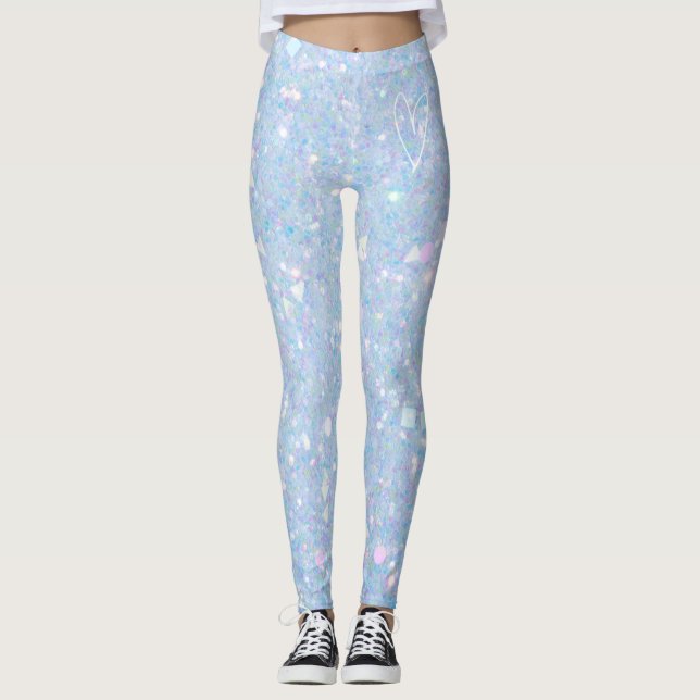 Sparkly Periwinkle Purpurina azul mujeres Leggings (Anverso)