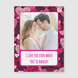 Sparkly Pink Hearts Eres Hangry Magnetic Card