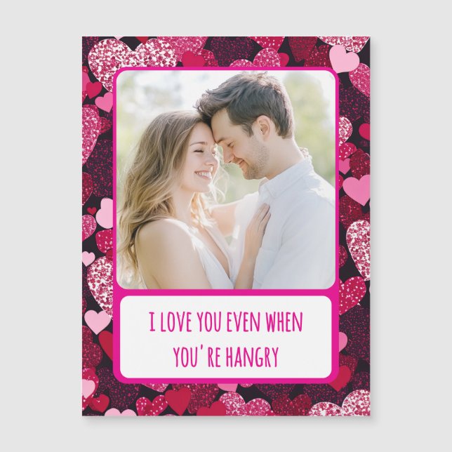 Sparkly Pink Hearts Eres Hangry Magnetic Card (Anverso)