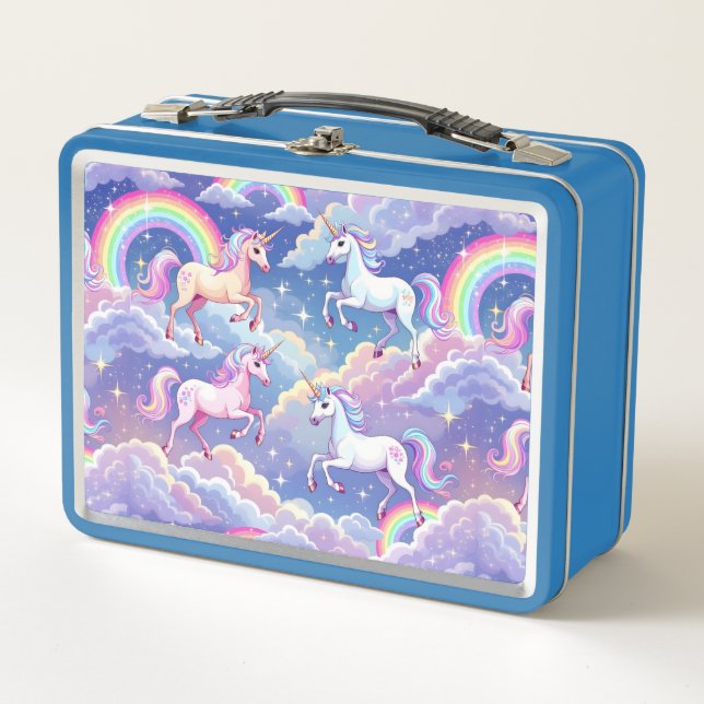 Sparkly rainbow and unicorns on clouds (Anverso)