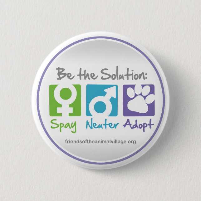 "Spay, neutralice, adopte" el botón (Anverso)