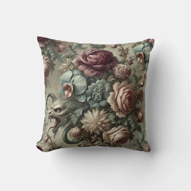 Spellhound - Cojín decorativo barroco floral gótic (Anverso)