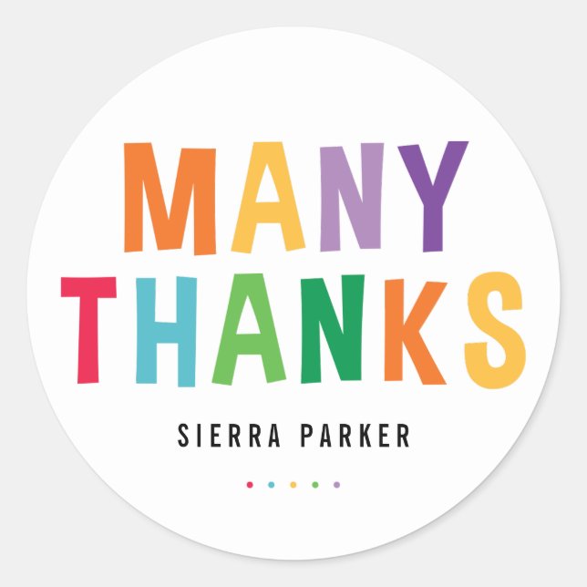 Spelling Out Fun Graduation Gracias Pegatinas (Anverso)